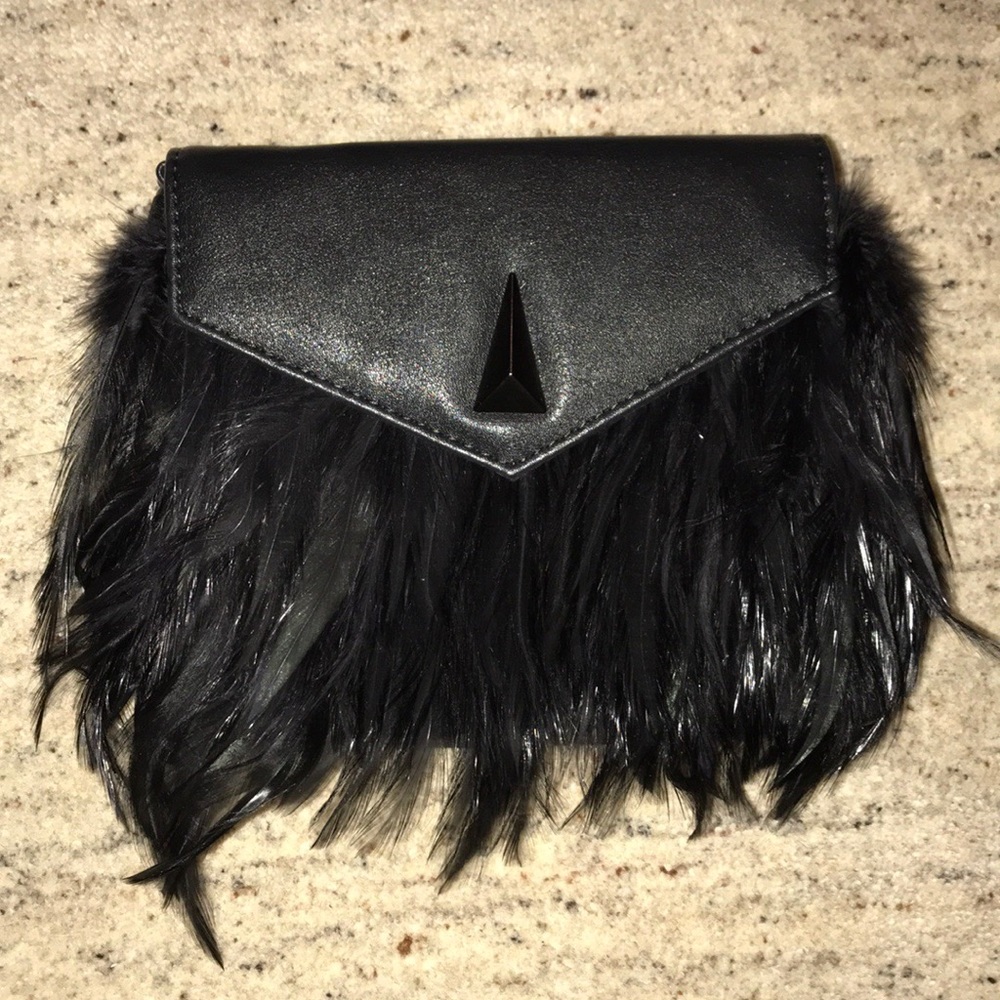 Express feathered crossbody/clutch bag